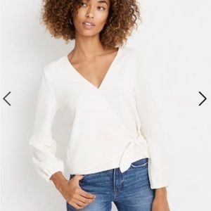 Madewell Ivory Wrap Blouse